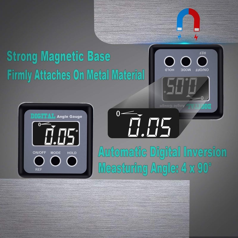 OUTIL Digital Angle Gauge, Angle Finder Mini Digital Level Protractor Inclinometer with V-Groove Magnetic Base - Cube Level Box for Woodworking, Table Saw, Construction, Machinery, Masonry - Image 2